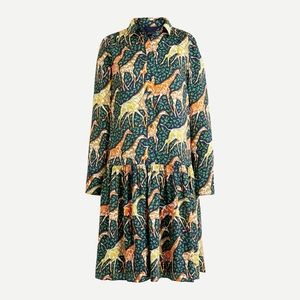 J. Crew Long Sleeve Tiered Giraffe Dress Small